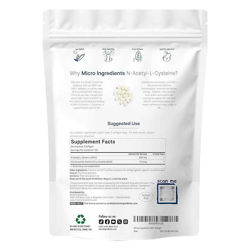 NAC 600mg Softgels with NAD+ C - огляд і ціна Mct Oil Coconut